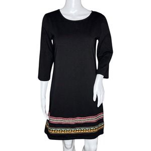Thanth Dress Womens Small Black Multi Band Trim Casual Office Neutral Minimalist